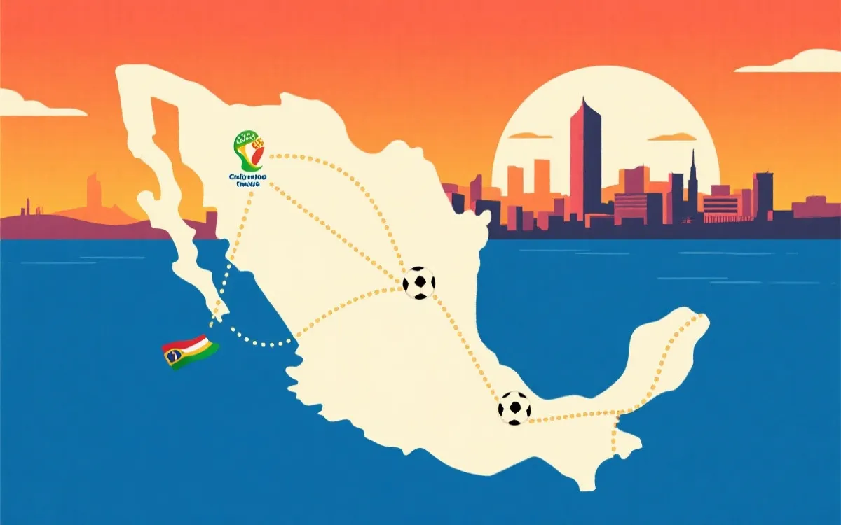 2026世界杯墨西哥举办城市与球迷旅行路线示意图